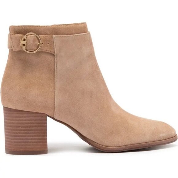 Tory Burch Boots Ankle Tan NWT Sofia Fall Leather Suede Winter Heel Sz 7 - Picture 2 of 8